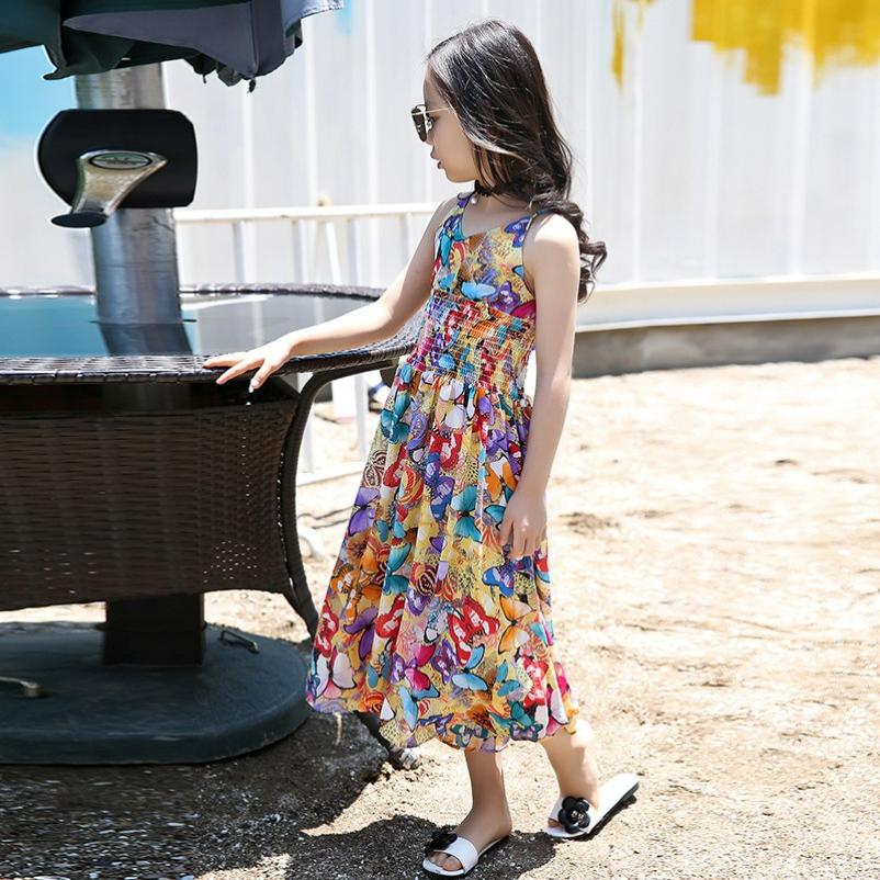 Girls' Suspenders, Summer Clothes, Western Style, Children, Big Children, Cotton Floral Wide-leg Jumpsuit Dress