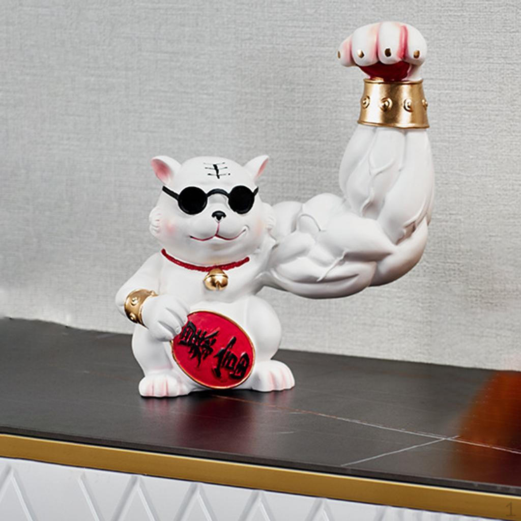 Resin Animal Statue Figurine Sculpture for Office Desktop 19x12x25cm White
