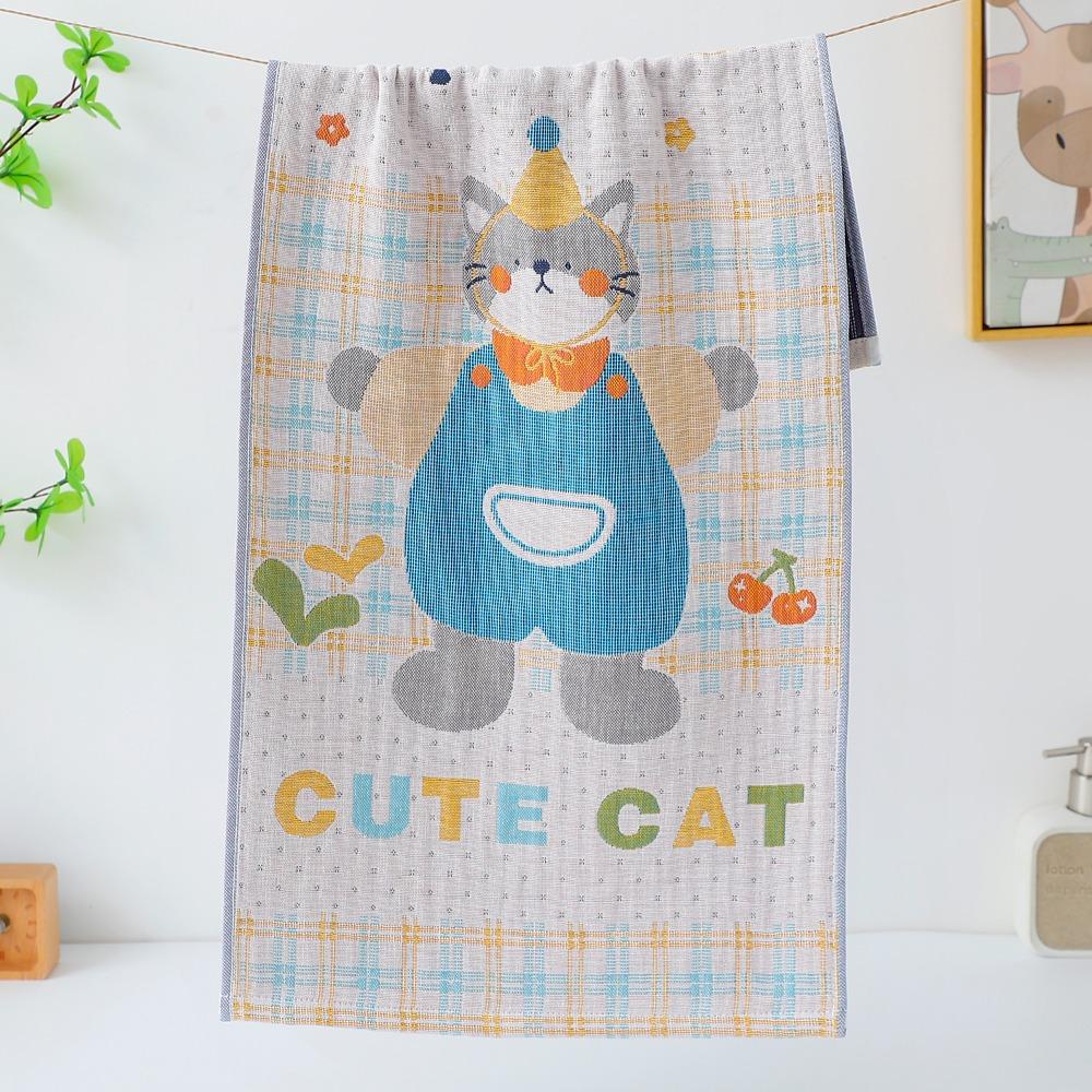 New 34*74cm Large Hand Towel Decorative 4 Layer Cotton Gauze Tea Towel Quick Dry Cartoon Washcloths for Home Restaurant