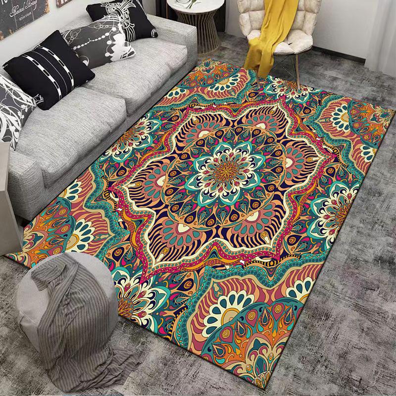 Bohemian Style Rug with Elegant Floral Pattern Suitable for use as an anti-slip game mat for living room and bedroom sofas