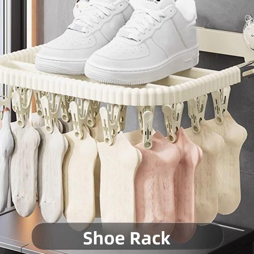 Folding Socks Drying Clips Wall-mounted Baby Clothes Drying Rack Balcony Drying Hanger  Gloves