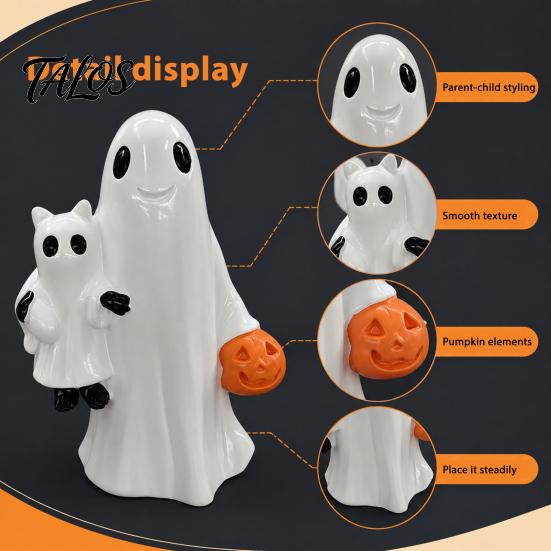 Handcrafted Ghost Statues Halloween Resin Figurines, Cute Spooky Statue for Garden Farmhouse Bookshelf Tabletop, Fall Home Decoration Decorations