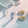 18K Gold-Plated S925 Sterling Silver Earrings, Geometric Blue Zirconia, Retro Versatile Design