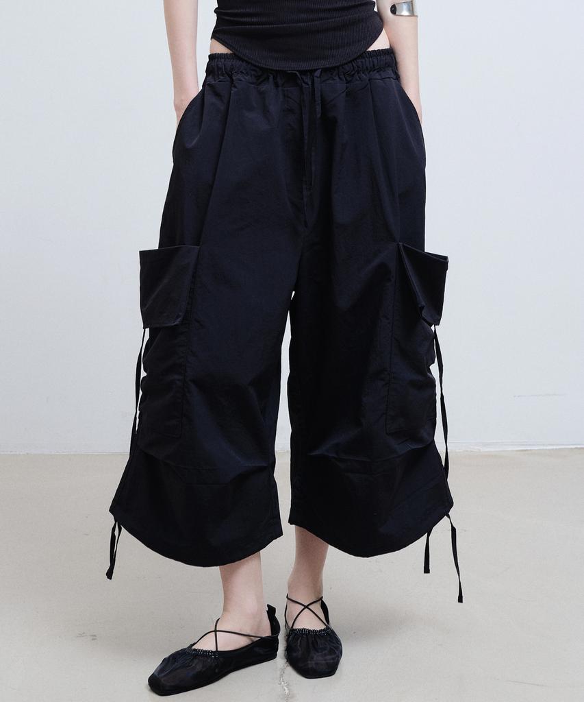 Nigaennikol Bermuda Utility Cargo Pants_Black