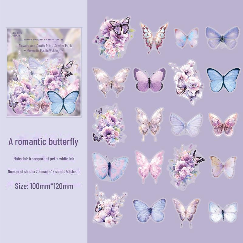 

Набор наклеек PET Fantasy Butterfly Shadow Series: Коллаж из цветов, кустов и ландшафтов romantic butterfly