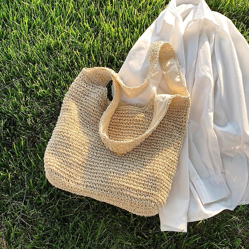 Large Capacity Straw Bag Women's Leisure New Versatile Shoulder Bag Woven Season Seaside Vacation Beach Bag