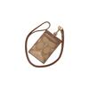 Coach Lanyard 7 Monogram Coated Canvas And Leather Necklace Bag Card Holder Clutch Women bags Khaki Brown 63274-IME74