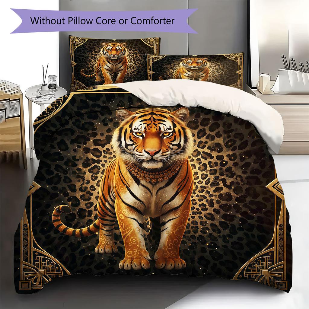 Leopard-print animal Pattern Bedding Quilt Set Quilt Cover Pillowcase Home Decoration Birthday Gift (1 * duvet cover + 2 * pillowcase, without core)