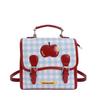 Cute Apple Pattern Pu Backpack For Women With Padded Straps For Daily Use