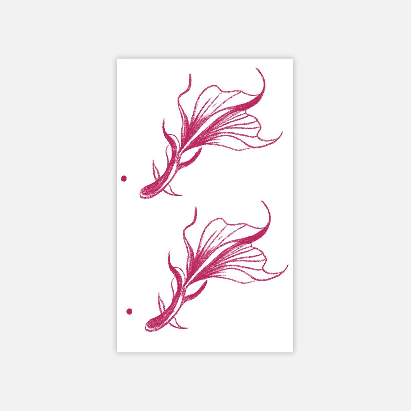Beautiful Small Fresh Pink Small Fish Tattoo Sticker Simple High-End Tattoo Sticker 6*10