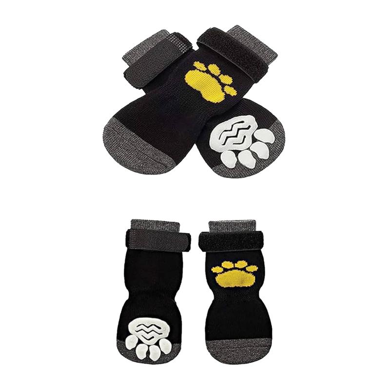 2 Pairs Anti Slip Dog Socks Dog Paw Protectors Paws Stop Licking Dogs Socks with Grips and Adjustable Straps Dog Socks Set
