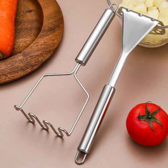 Stainless Steel Potato Masher with Ergonomic Handle Manual Food Crusher for Vegetables Sauces Rust-Resistant Dishwasher Safe Kitchen Tool for Home