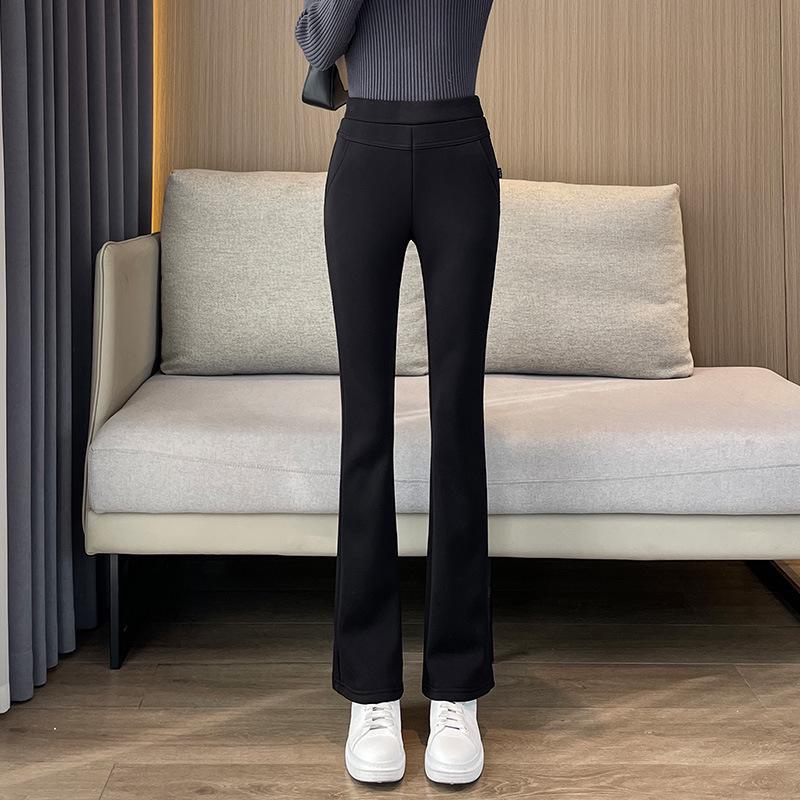 

Mom s Flared Trousers: Extra-Thick Lamb Fleece Lined for Petite Women - Ideal for Autumn & Winter, Warm, and Comfortable. 2XL