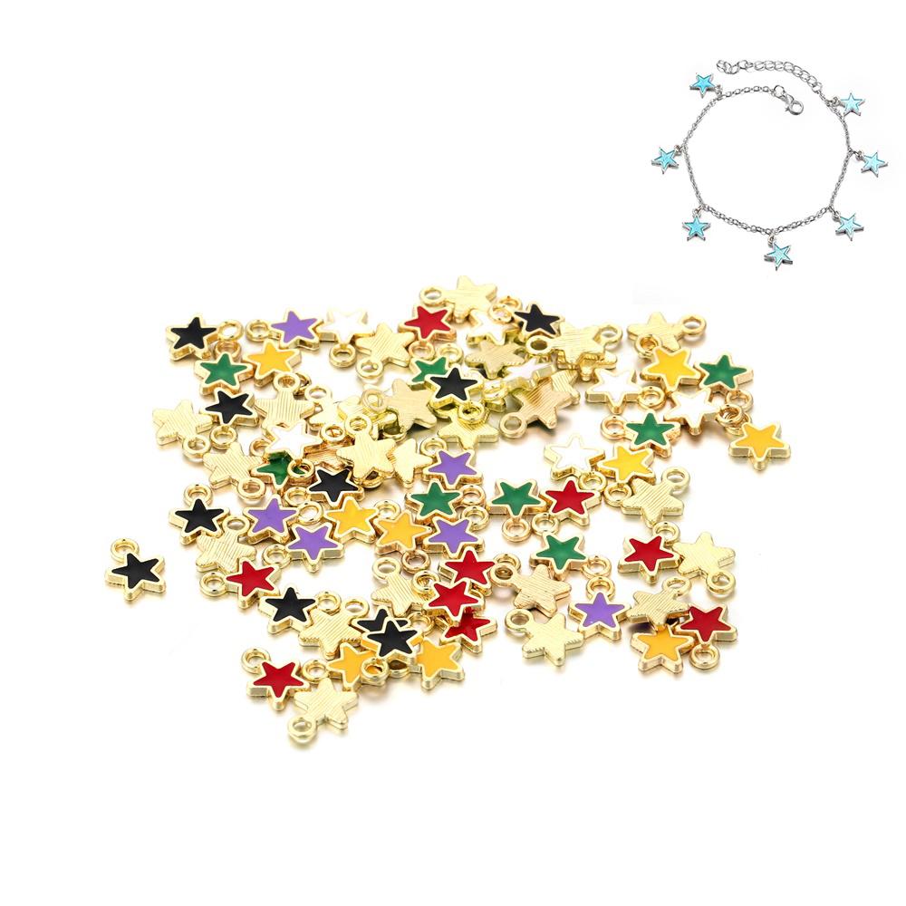 50Pcs/lot Fashion Metal Chic Mini Stars Gifts for Girl Pendant Charms Women For DIY Earrings Necklaces Jewelry Making Findings