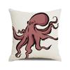 Watercolor Illustration of Octopus Squid Digital Printing Short Plush Pillow Covers for Car Sofa Office Cushion Cover Home Goods
