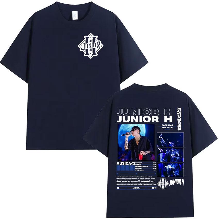 Rapper Junior H Sad Boyz Tour 2025 Album Merch TShirt Men Hip Hop Gothic Punk T Shirt Fans Gift Oversized Short Sleeve T Shirts