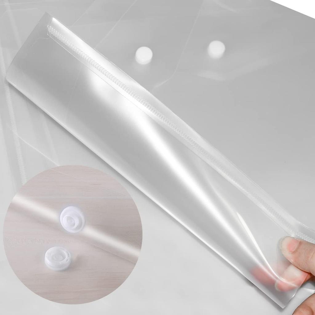 30pcs Plastic Envelopes, Clear Reusable Poly Envelope Waterproof File Folder with Snap Button, Us Letter/A4 Size