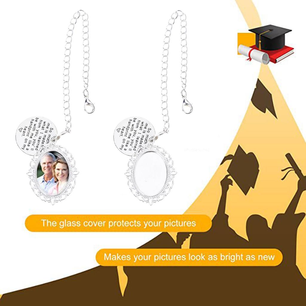 Oval Antique Photo Chain Charm Graduation Cap Tassel Memorial Photo Charm