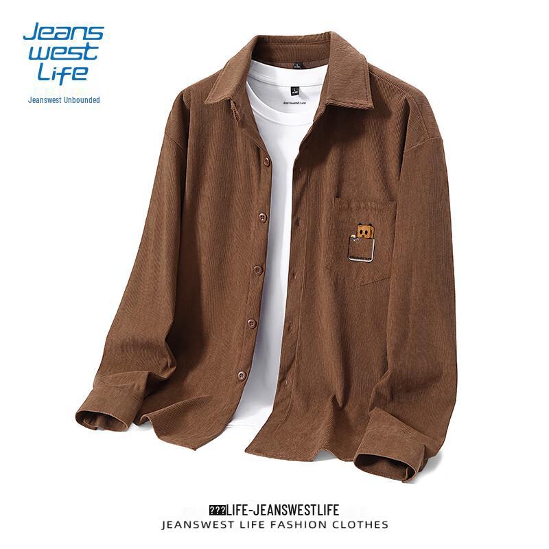 Мужская вельветовая рубашка с длинным рукавом JEANSWEST LIFE 5XL