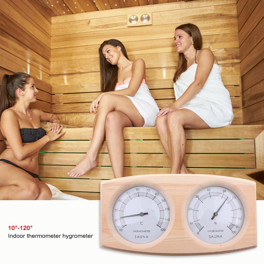 2 in 1 Wooden Sauna Hygrothermograph Sauna Thermometer Household Temperature Humidity Meter for Family for Hotel Sauna Room