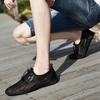 Fashion Summer Handcrafted Men Casual Mesh Shoes Hollow Out Leather Sneaker Jogging Shoes Outdoor Breathable Male Walking Driving Shoes