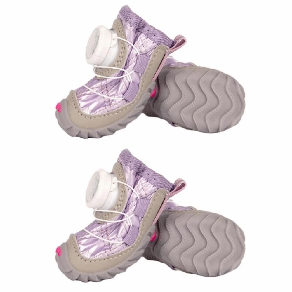 4Pcs/Set Anti-Skid Sole Dog Boots Fleece Lined Waterproof Dog Shoes with Adjustable Knobs Paw Protective Shoes