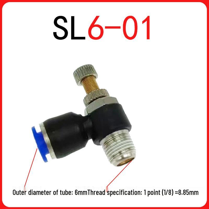 SL Throttle Valve L-Type Male Thread Pneumatic Quick Push-In Fitting, SL6-01/8-0210-03, Pneumatic Component.