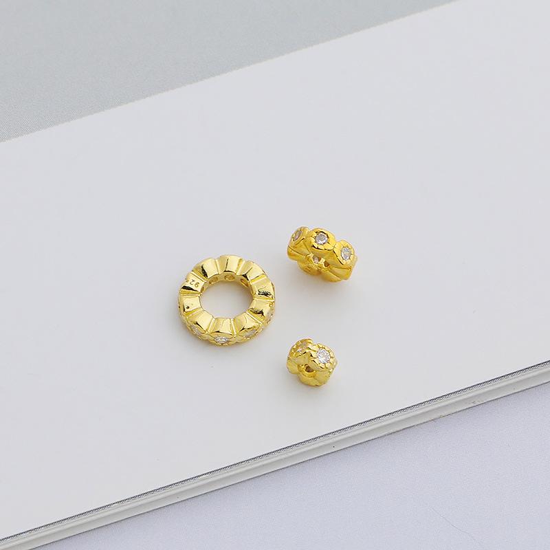 S925 Silver Wheel-Shaped Zircon Spacer Beads for DIY Necklace & Jewelry Making