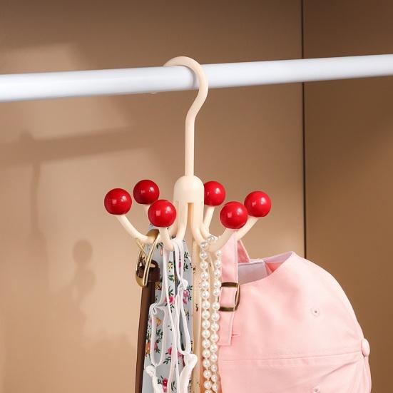 Clothes Hooks with 6 Claws Strong Load-bearing 360-Degree Rotatable Easy to Install Underwear Bags Hanger Closet Organizer