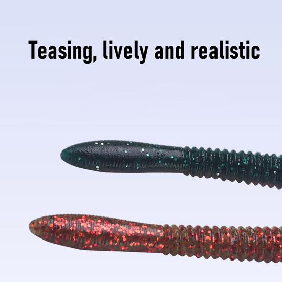 10 Piezas 12CM/4.2G Señuelo Blando de Gusano Salado Cebo Biónico Hilo de PVC Señuelo Artificial Pesca de Cabeza de Serpiente en Agua Salada y Dulce