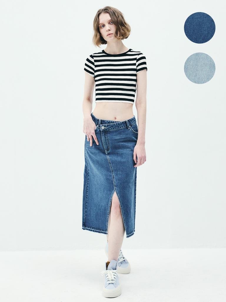 Lam Ras5014 Asymmetrical Aline Denim Skirt