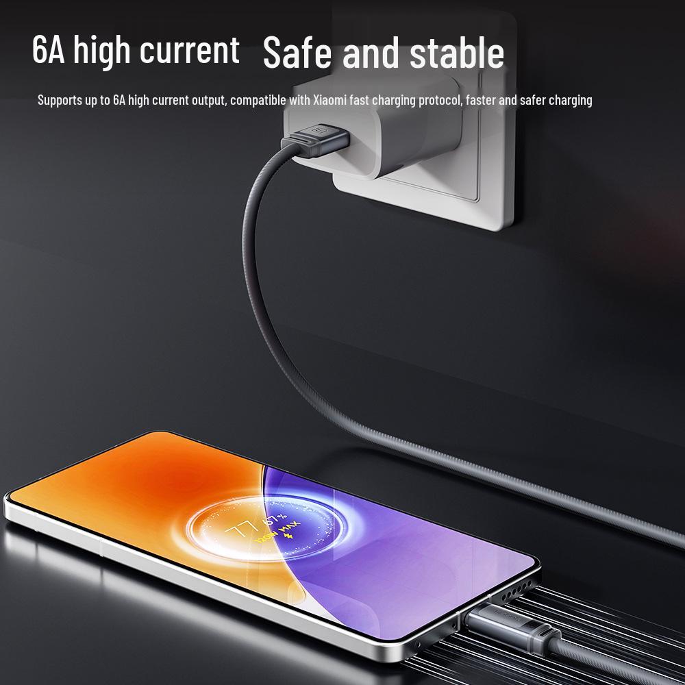 Tookci 120W Fast Charging Silicone Data Cable, Aluminum Alloy Shell, Compatible with Xiaomi 17