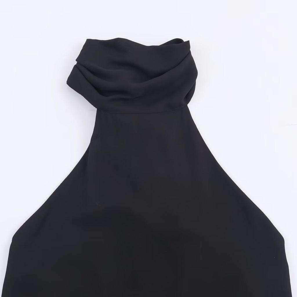 European Style Bow Decor Halter Neck Women's Top, 2025 Fashion 2180105