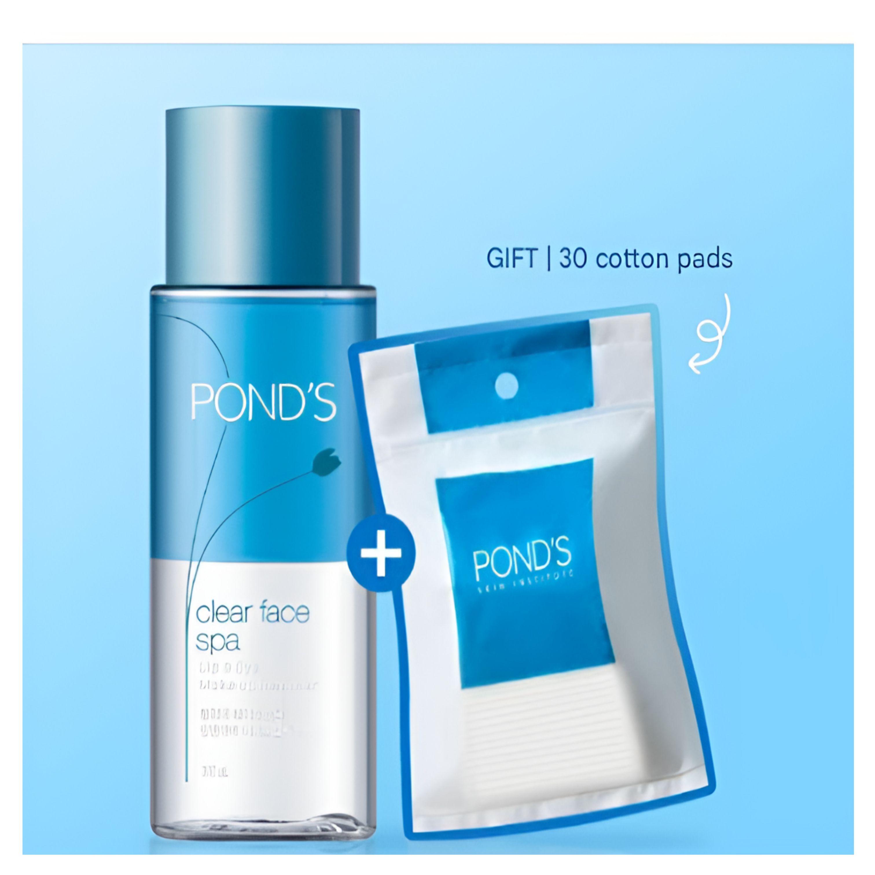 POND S Clear Spa Lip & Eye Remover 300ml Special Set (+30 Cotton Pads)