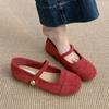 Early Spring Single Shoes Female New Retro Gentle Fairy Suede Red Mary Jane Shoes Flat Beanie Shoes
