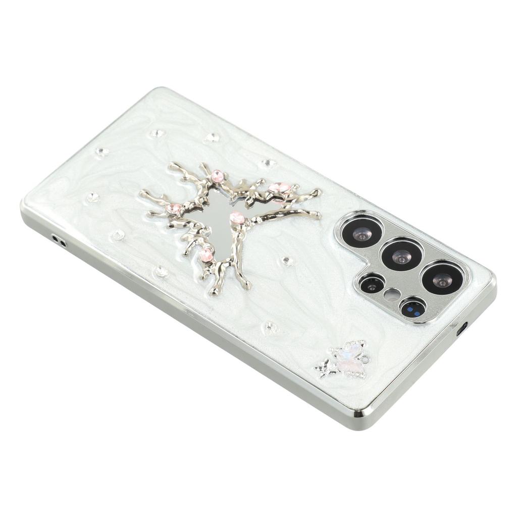 For Samsung Galaxy S23 Ultra Case Electroplated Epoxy Metal Decor TPU + Acrylic Phone Cover Precise Cutouts