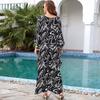 European & American Cotton Print Plus Size Loose Beach Dress Cover-Up for Women