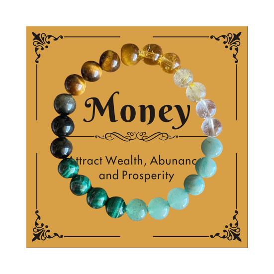 Bracelet Sustainable Natural Faux Crystal Stretchy Bracelet with Four Healing Stones Rose Quartz Bracelet