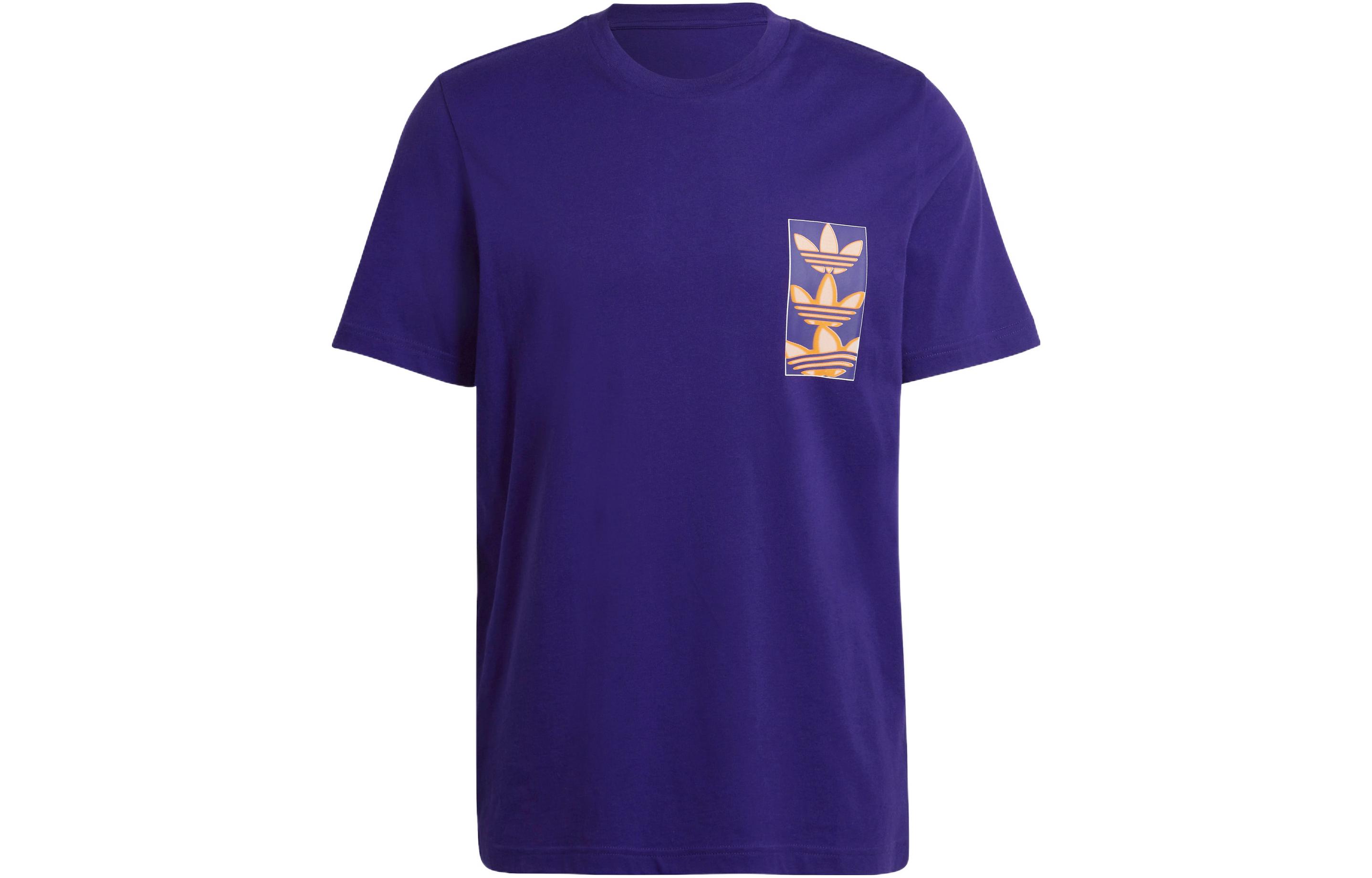 Adidas Originals T Shirts Men s Collegiate Purple Crew Neck Moderate Straight Fit HE3055 S