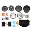 Kempingowy Zestaw Naczyń z Lekkim Garnkiem, Kuchenką, Sporkiem i Siatkową Torbą do Przenoszenia na Backpacking, Kemping na Świeżym Powietrzu, Wędrówki