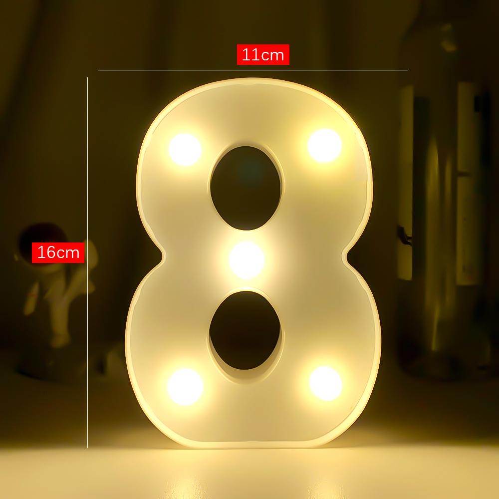 Creative Luminous Digital Number Letter Light AAA Battery Powered Lamp Night Light for Christmas Wedding Birthday Party Decor
