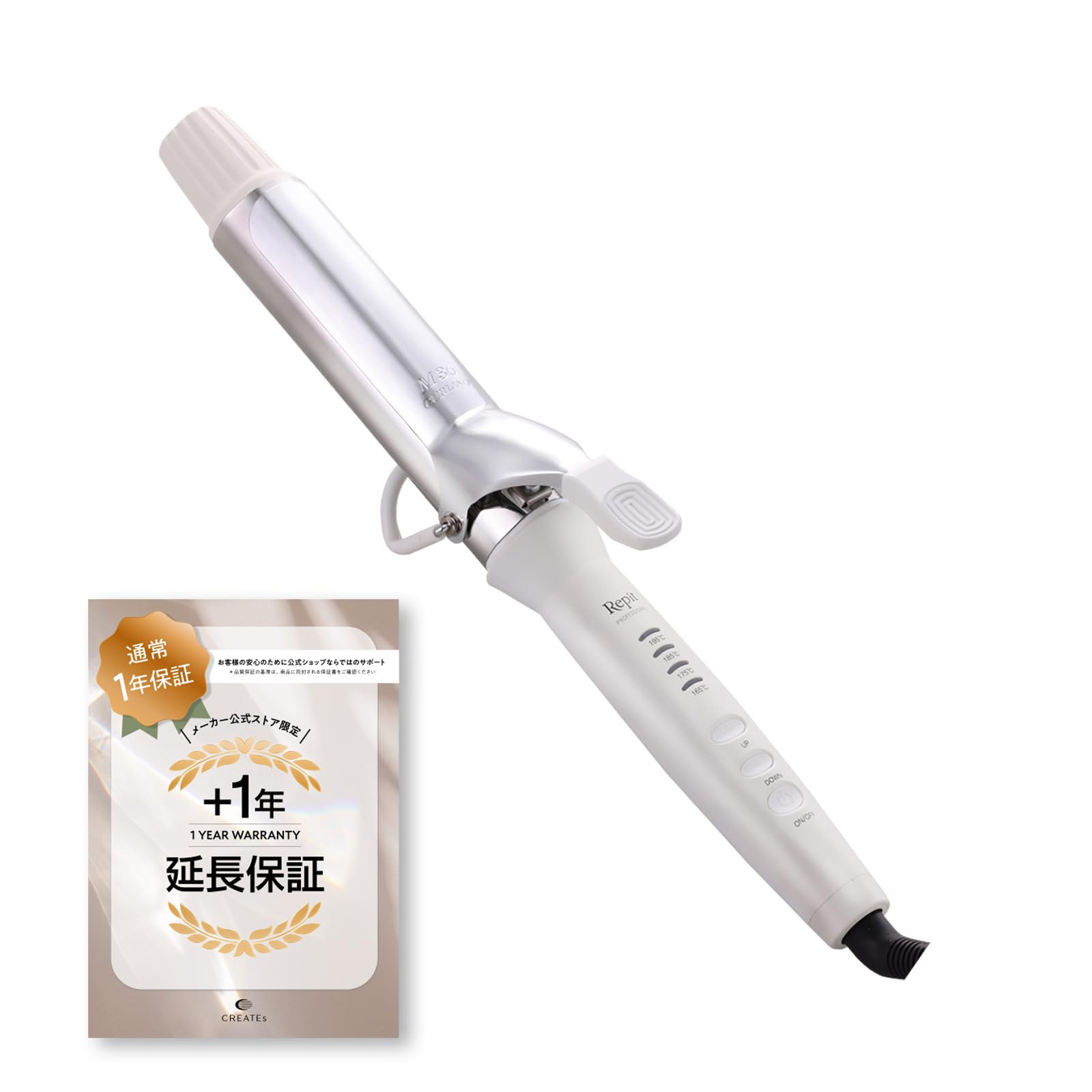 

магазин 1 год расширенная гарантия Repit Square Bar 36мм Для зарубежного использования Корейские волосы Даже крупные локоны выглядят великолепно Официальный + гарантияCREATE CSB-AG36W белый