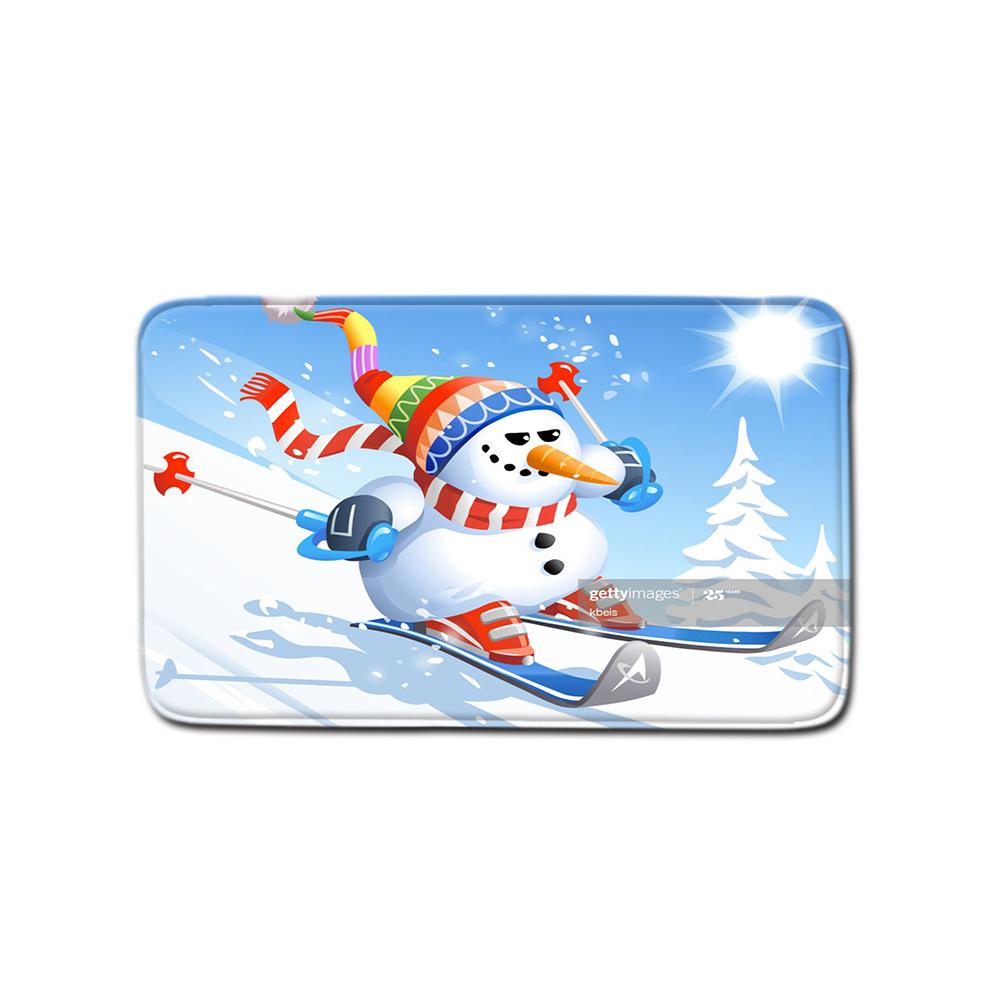 Christmas Toilet Four-Piece Floor Mat Bathroom Non-Slip Door Mat Shower Room Absorbent Carpet