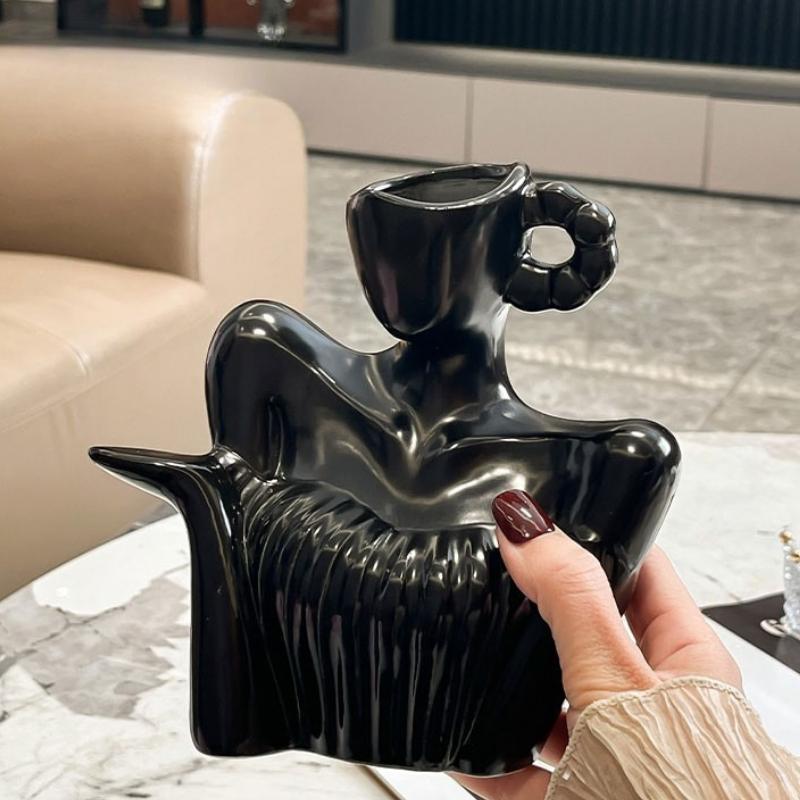 Ceramics Vase Unusual Shape Vases Modern Aesthetic Ikebana Flowers Planters Elegant Household Table Center Glass Ornaments