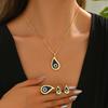 Popular Women's Earrings Necklace Set Personality Demon's Eye Hip Hop Design Ring Versatile High Long Item