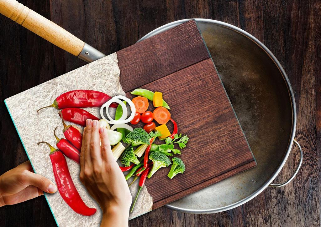 GLASS PLATE CUTTING BOARD 52x40 CHILLI