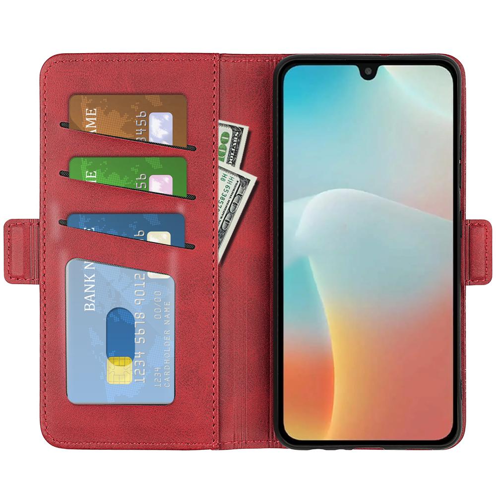 

For Samsung Galaxy M16 5G Case Calf Texture Leather Wallet Phone Cover Blue