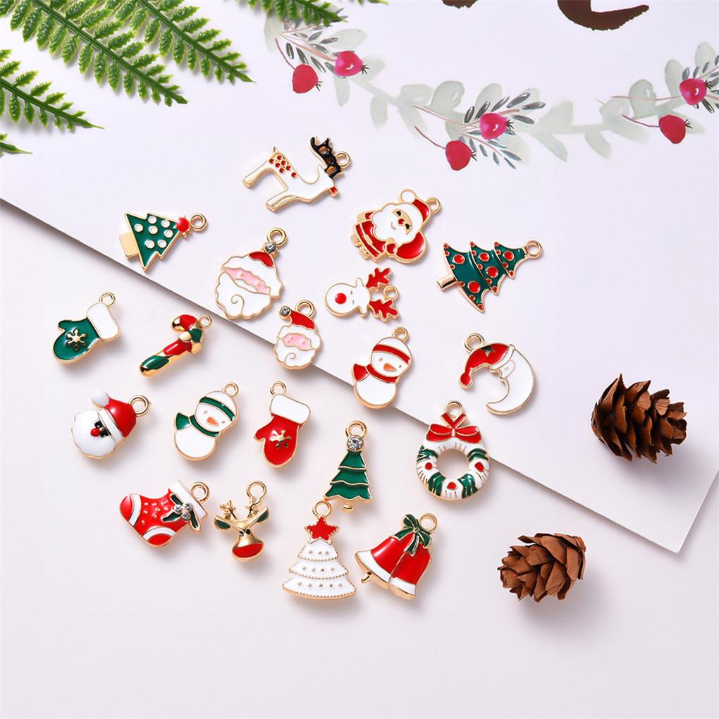 20Pcs Alloy Mixed Color Christmas Pendant Necklace Bracelet Decor Craft DIY Making Jewelry