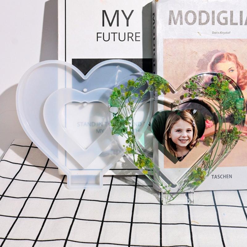 Heart Photo Frame Silicone Mold DIY Craft Epoxy Resin Casting Molds Ornaments Colorful Chain Jewelry Making Tool Supply