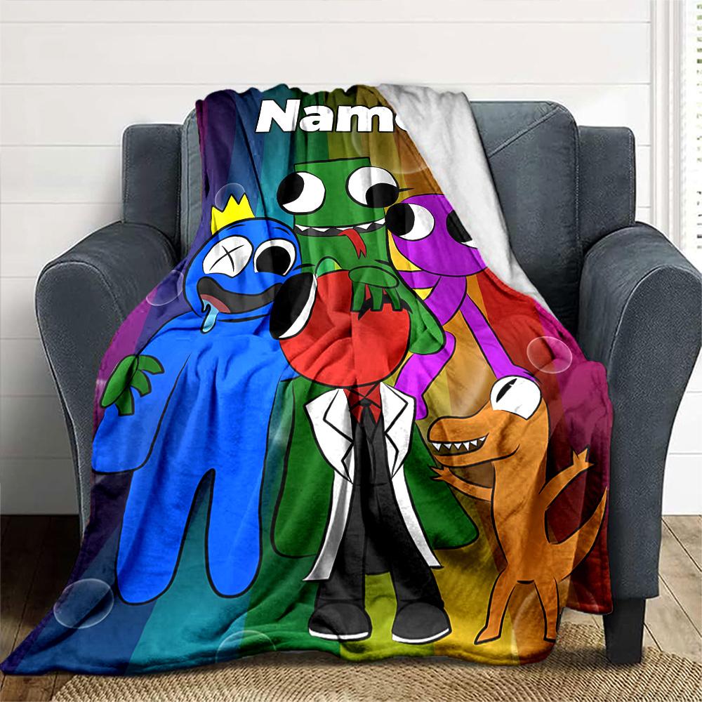 Customiz Name Personality Rainbow Friends Blanket Soft &Warm Sofa Office Bed Travel Lunch Break Blanket, Gift Suitable All Seasons